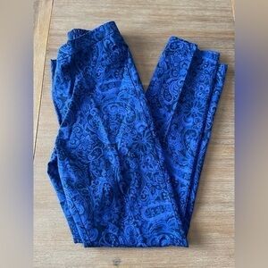 Isaac Mizrahi navy blue / black floral elastic waist stretchy pull on pants